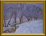 La rivière du Crinchon sous la neige; avec ses vieux Aulnes qui la bordent.